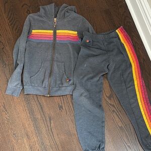 Aviator Nation Kids Charcoal Set with Rainbow Stripes